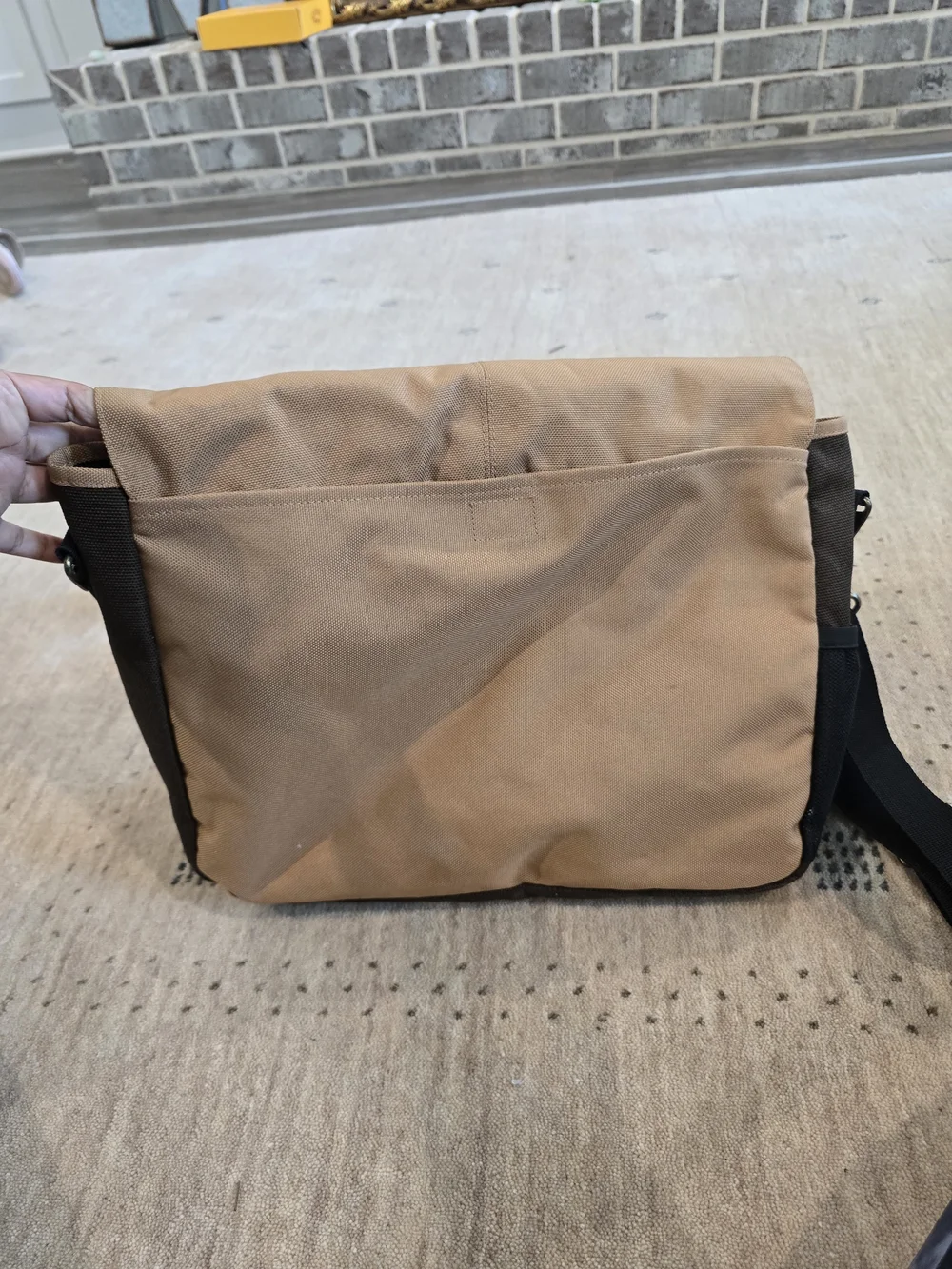 Timberland Brown Canvas and Tan Leather Messenger Bag